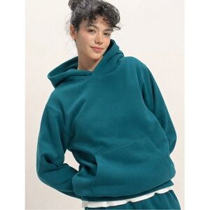 NEW Double Zero Deep Green Essential Hoodie Sweater Cozy Pullover Size Small